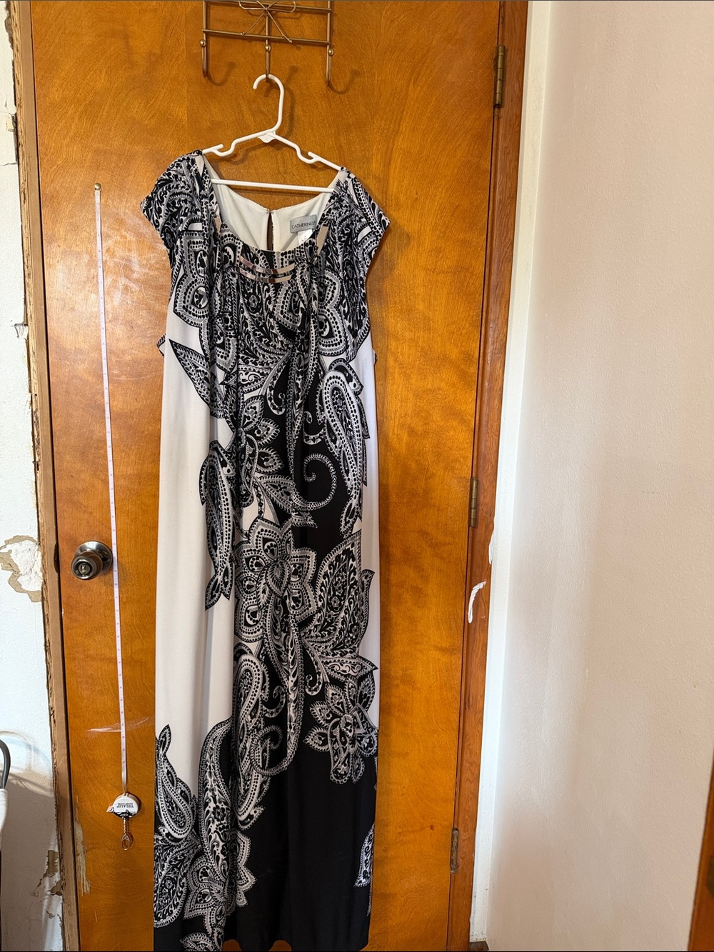 Catherines Black and White Paisley-Print Maxi Dress
